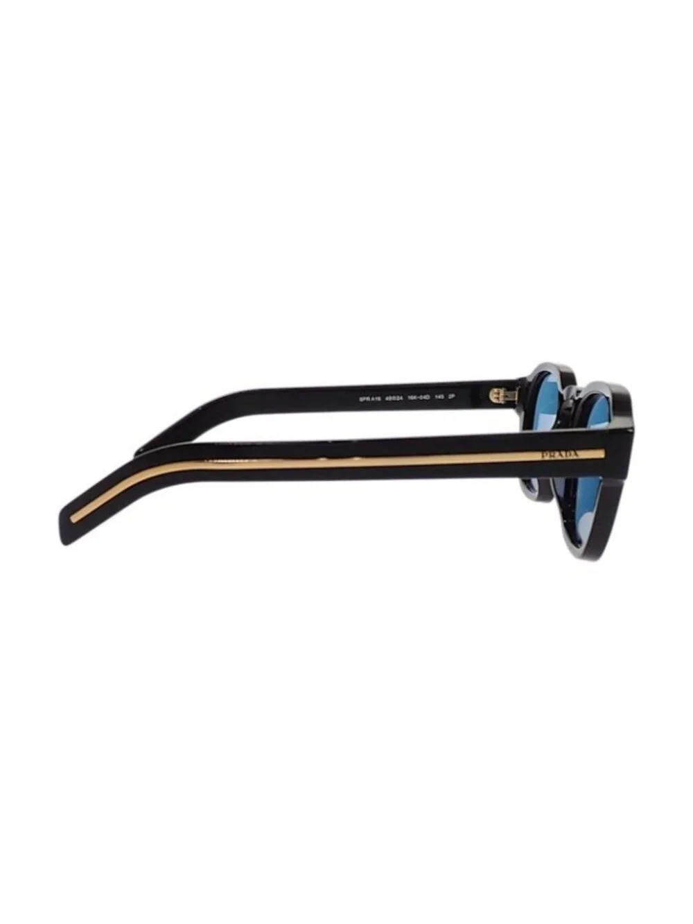 Prada Metal Plaque Sunglasses Eyewear Black Turquoise Blue Gold